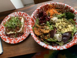 avocado toast & california salad💗⭐️ at Wholesome Bakery in San Francisco