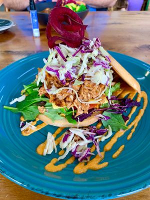 BBQ jackfruit burger at Wise Cicada Wholefood Cafe in Auckland
