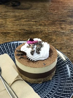 Yummy chocolate vegan cake at Wise Cicada Wholefood Cafe in Auckland