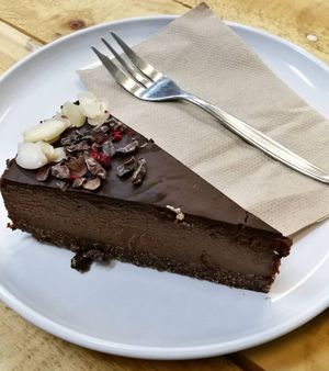 Coffee cheesecake at Wise Cicada Wholefood Cafe in Auckland
