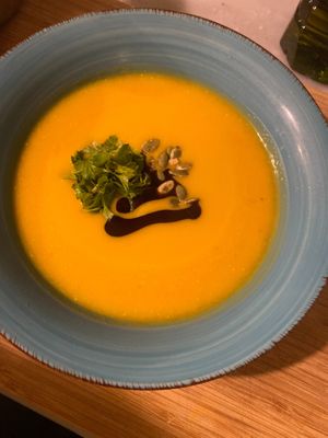 Vegan pumpkin Soup  at Cafe Noti in Mallorca