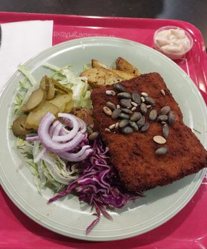 Vegan schnitzel plate at Warzywina in Gdynia