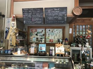 Inside, menu listed on blackboard  at Waira Tequila Ikora in Koya