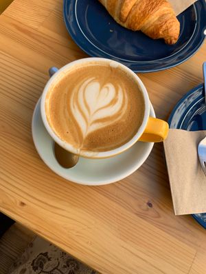 large lattee  at Malabarista Cafe in Lisbon