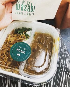 Vegan tofu curry and noodles 🌿delicious 💗 at Wasabi - Liverpool Street Station in London