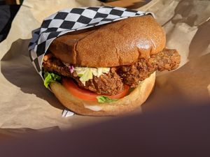 House-made fried chicken sandwich (not the Atlas Monroe one) at Indigo Burger in Newark