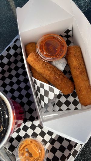 I love the mozzarella sticks here.  at Indigo Burger in Newark