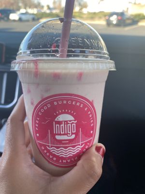 Vanilla Peppermint Shake (pardon my kiddo hands + chipped nails)  at Indigo Burger in Newark