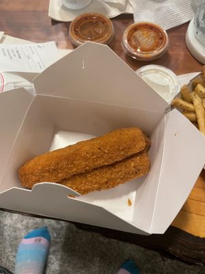 3 large mozz sticks with ketchup   at Indigo Burger in Newark