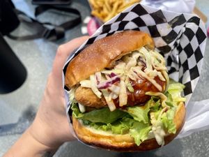 Sweet and spicy sauce Chick’n - I didn’t love it. There wasn’t enough sauce on it   at Indigo Burger in Newark