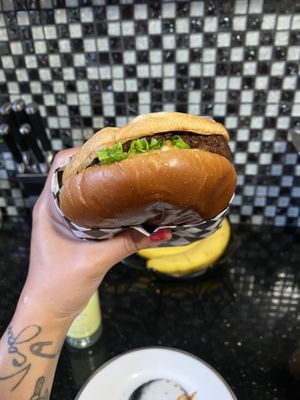 Single Patty Indigo Burger (Minus Sauces and Onions) ✅  at Indigo Burger in Newark