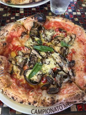 Vegetariana pizza w/ vegan cheese  at La LeGGenda in Miami Beach