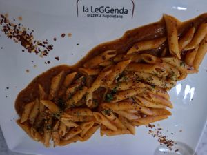 The vegan penne is really spicy at La LeGGenda in Miami Beach