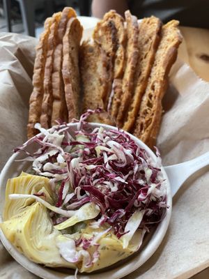 Artichoke and bean dip  at Slab Sicilian Street Food in Portland