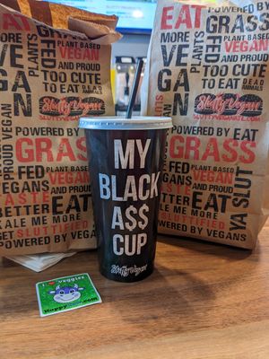 Black History Month takeout cup at Slutty Vegan in Jonesboro