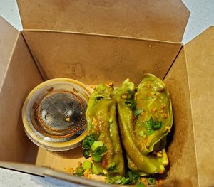 Veggie dumplings (6!) at Mainely Noods in Portland