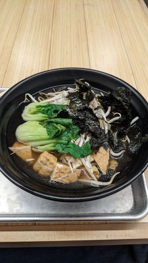 Udon noodles and veggie broth at Mainely Noods in Portland