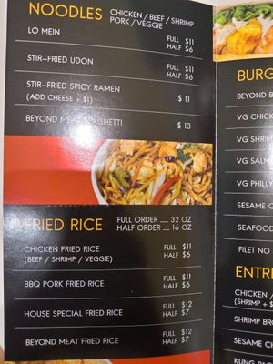Updated menu at VeGreen 2 Go in Duluth