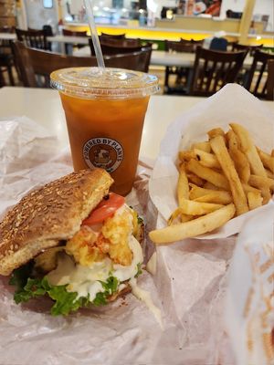 Really cute, affordable spot for some comfort vegan food! Had the recommended "shrimp" burger and fries with a Thai tea and they were all delicious a filling! Perfect lunch spot at VeGreen 2 Go in Duluth