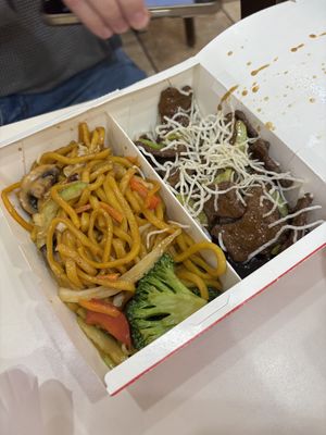 mongolian beef with low mein  at VeGreen 2 Go in Duluth