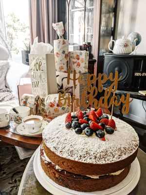 Vegan birthday cake at Victoria's Sponge in Steyning