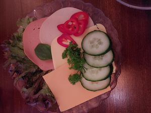 Vegan cold cuts for breakfast at Koog Café in Wesselburenerkoog