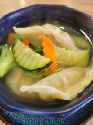 Dumpling soup at Loving Hut in Reykjavik