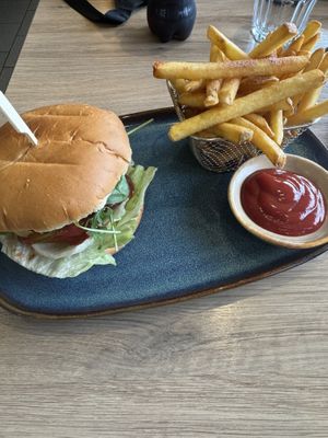 Beyond hamburger with fries  at Loving Hut in Reykjavik