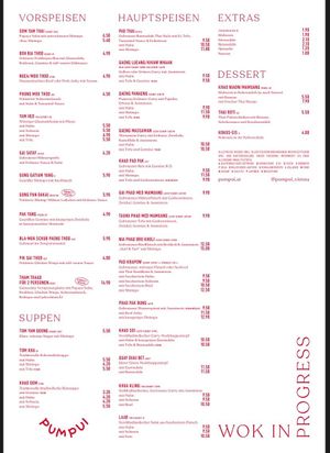 Menu at Pumpui in Vienna