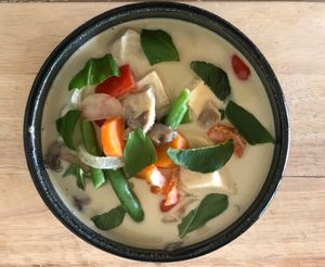 Thai tofu green curry at Rowena Rabbit in Malaga