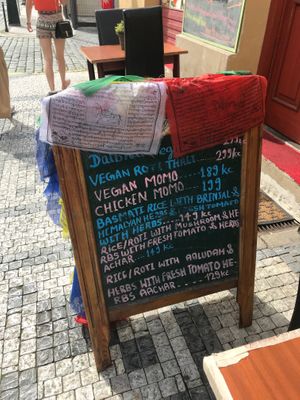 menu in English at Nepal House in Prague