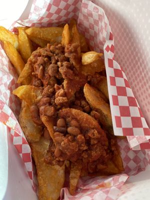 Chili cheese fries (cheese on bottom)  at Cafe 1610 in Dayton