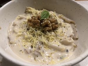 Walnuts and cheese pasta  at Molino del Corregidor in San Roman De Cameros