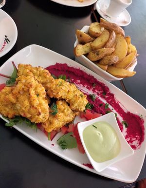 The sweetcorn fritters with wedges at Plas Llanelly House in Llanelli