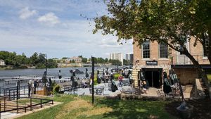 Dockside outdoor terrace at Prairie Street Brewing Co in Rockford