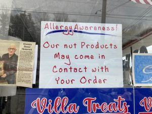 Allergy disclaimer  at Valley Villa Custard in Chesterland