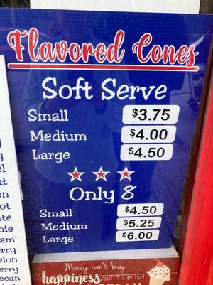 Prices as of April 2022 at Valley Villa Custard in Chesterland