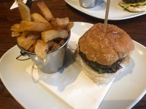 Chickpea and spinach burger with chips £12.95 at Antlers Bar and Grill in Isle Of Skye