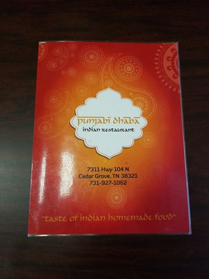 Menu at Punjabi Dhaba in Cedar Grove