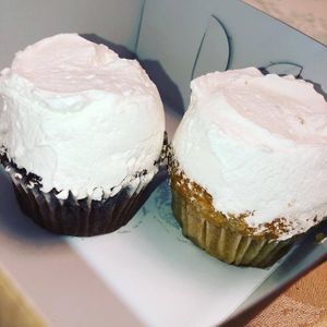 Chocolate and vanilla cupcake  at D&D Bake Shoppe in Copiague