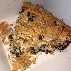 red velvet coconut crumb peanut butter slice at D&D Bake Shoppe in Copiague