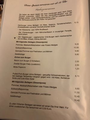 Menu at Roter Hof in Flensburg