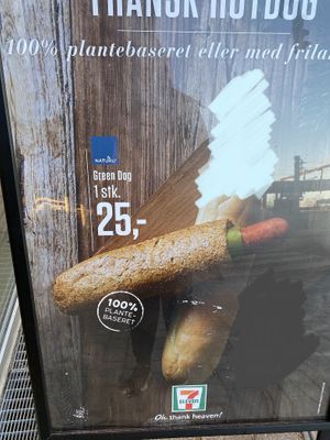The new vegan hotdog. It’s really good at costs 25kr. at 7-Eleven in Koege