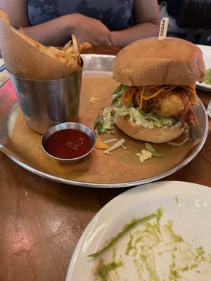 Vegan Fried Hot Chik’n Sandwich (Burger )  at Beertown in Guelph