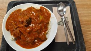 Brokkolicurry at denn's Biomarkt in Wurzburg