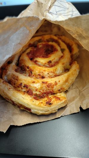 Vegan pizza roll at denn's Biomarkt in Wurzburg