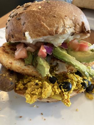 Vegan Breakfast Sandwich up close  at PS Green Express in Fort Lauderdale