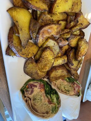 Hummus /falafel wrap w/ potatoes   at PS Green Express in Fort Lauderdale