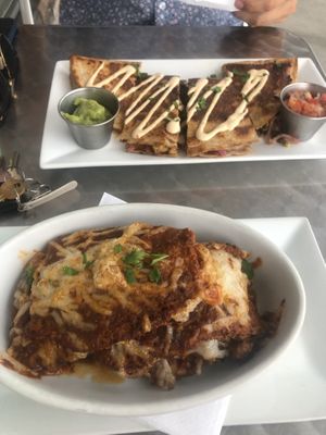 Lasagna and quesadilla  at PS Green Express in Fort Lauderdale