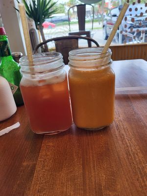 Ginger carrot juice and a kombucha at PS Green Express in Fort Lauderdale